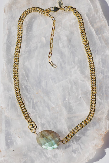 BLING GEMSTONE NECKLACE- LABRADORITE